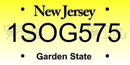 1SOG575 New Jersey License Plate