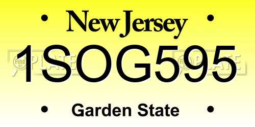 1SOG595 New Jersey License Plate
