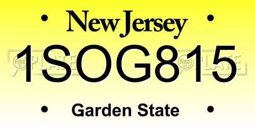 1SOG815 New Jersey License Plate