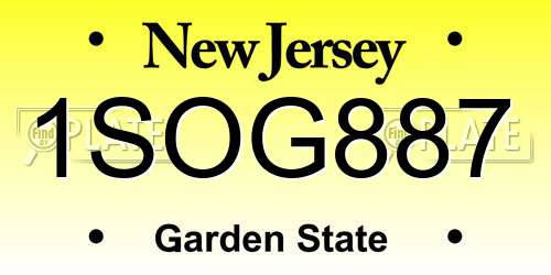 1SOG887 New Jersey License Plate