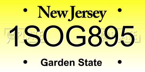 1SOG895 New Jersey License Plate