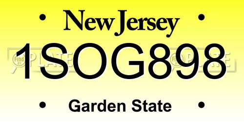1SOG898 New Jersey License Plate
