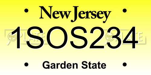 1SOS234 New Jersey License Plate