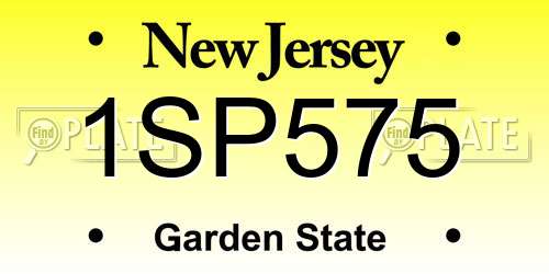 1SP575 New Jersey License Plate