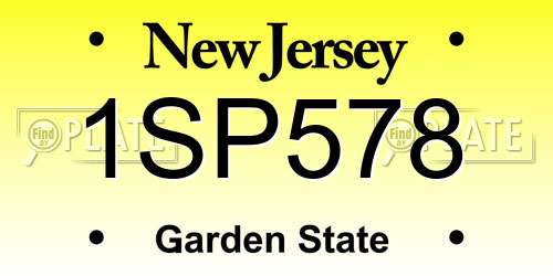 1SP578 New Jersey License Plate