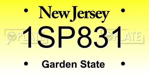 1SP831 New Jersey License Plate