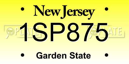 1SP875 New Jersey License Plate