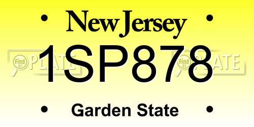 1SP878 New Jersey License Plate