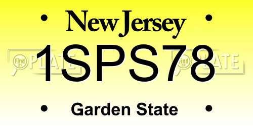 1SPS78 New Jersey License Plate