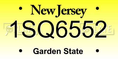 1SQ6552 New Jersey License Plate