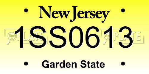 1SS0613 New Jersey License Plate