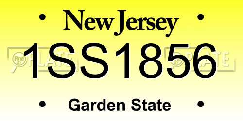 1SS1856 New Jersey License Plate