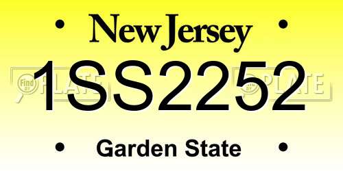 1SS2252 New Jersey License Plate