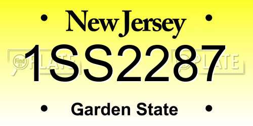 1SS2287 New Jersey License Plate