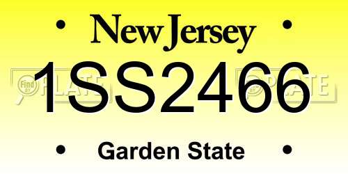 1SS2466 New Jersey License Plate