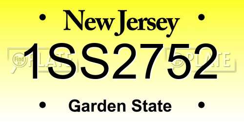 1SS2752 New Jersey License Plate