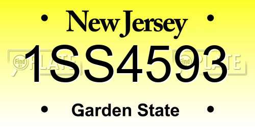 1SS4593 New Jersey License Plate