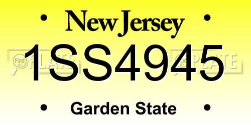 1SS4945 New Jersey License Plate