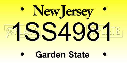 1SS4981 New Jersey License Plate