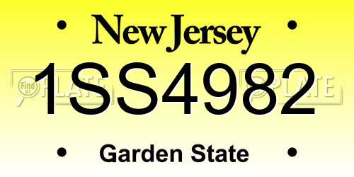 1SS4982 New Jersey License Plate