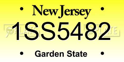1SS5482 New Jersey License Plate