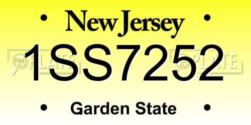 1SS7252 New Jersey License Plate