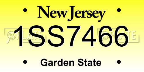 1SS7466 New Jersey License Plate