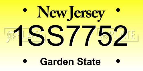 1SS7752 New Jersey License Plate