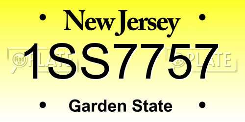 1SS7757 New Jersey License Plate