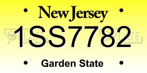 1SS7782 New Jersey License Plate