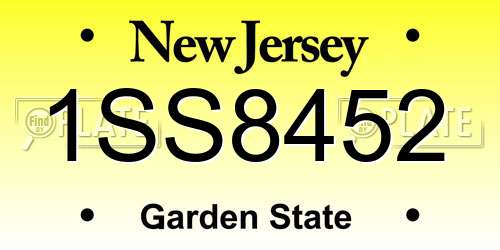 1SS8452 New Jersey License Plate