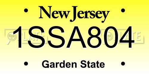 1SSA804 New Jersey License Plate