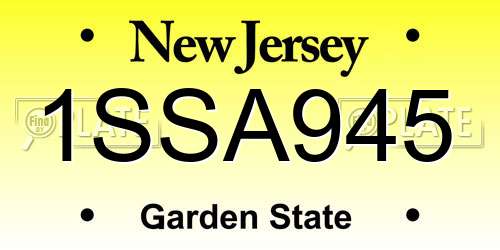 1SSA945 New Jersey License Plate