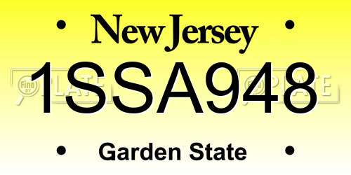 1SSA948 New Jersey License Plate