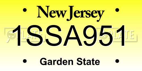 1SSA951 New Jersey License Plate