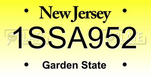 1SSA952 New Jersey License Plate