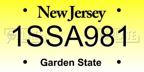 1SSA981 New Jersey License Plate