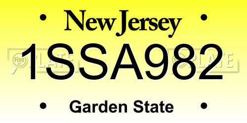 1SSA982 New Jersey License Plate