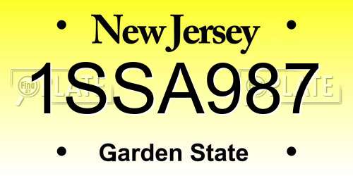 1SSA987 New Jersey License Plate