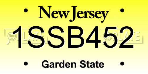 1SSB452 New Jersey License Plate