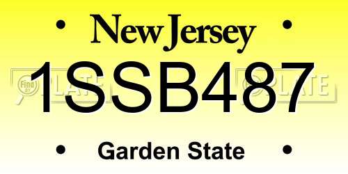 1SSB487 New Jersey License Plate