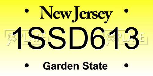 1SSD613 New Jersey License Plate