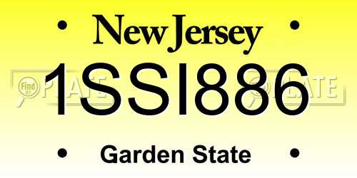 1SSI886 New Jersey License Plate