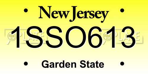 1SSO613 New Jersey License Plate