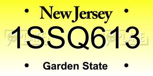 1SSQ613 New Jersey License Plate