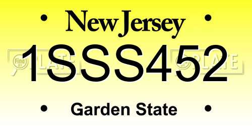 1SSS452 New Jersey License Plate