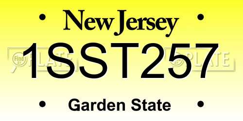 1SST257 New Jersey License Plate