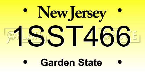 1SST466 New Jersey License Plate