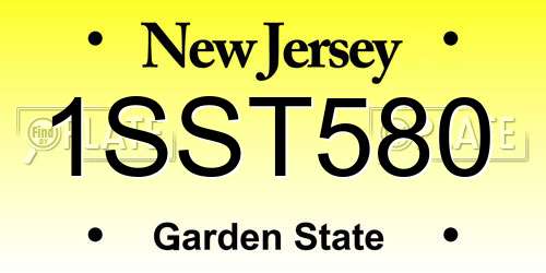 1SST580 New Jersey License Plate