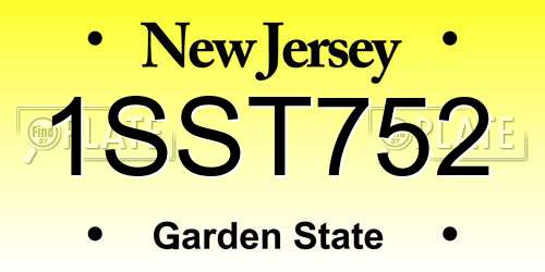 1SST752 New Jersey License Plate